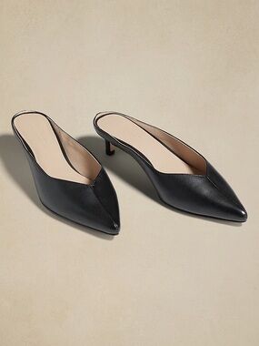 Banana Republic Leather Low-Heel Mules, sling back